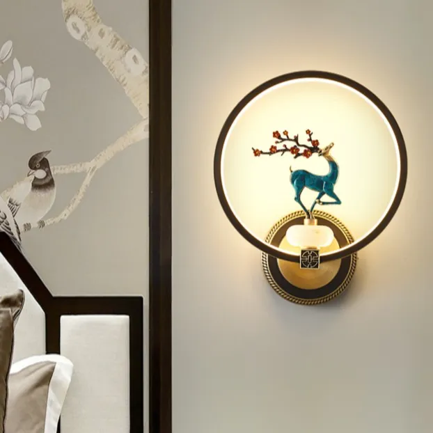 轻奢全铜壁灯2025新款卧室床头灯新中式创意装饰客厅电视背景墙灯