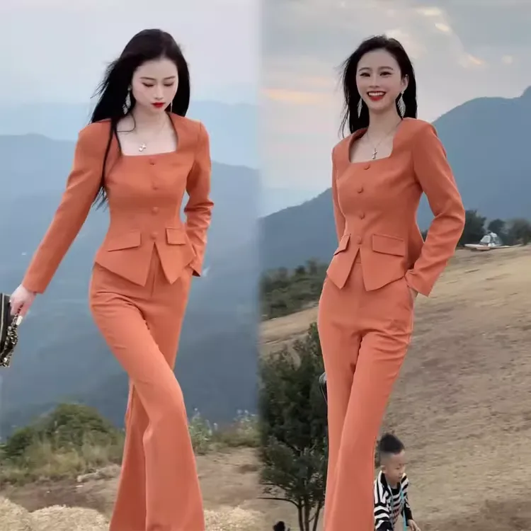 富家千金修身高级感小洋装名媛气质高端西装裤子职业套装女