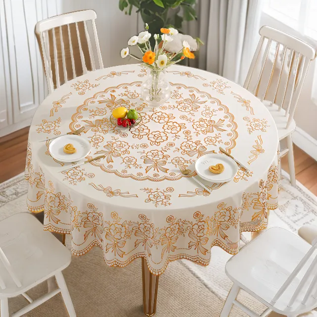 （1.3米直径）圆桌餐桌布防水防油防烫免洗PVC圆形桌家用圆桌布