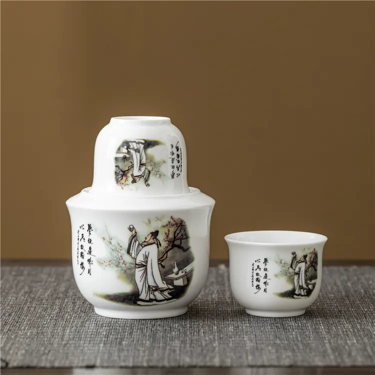 李白斗酒温酒器陶瓷家用白酒老式暖酒具热酒烫酒壶黄酒温酒壶套装