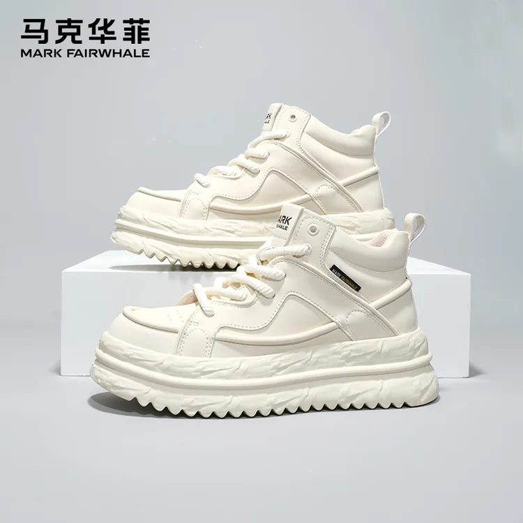马克华菲高帮鞋男冬季加绒男鞋2025新款保暖休闲板鞋男士增高鞋子