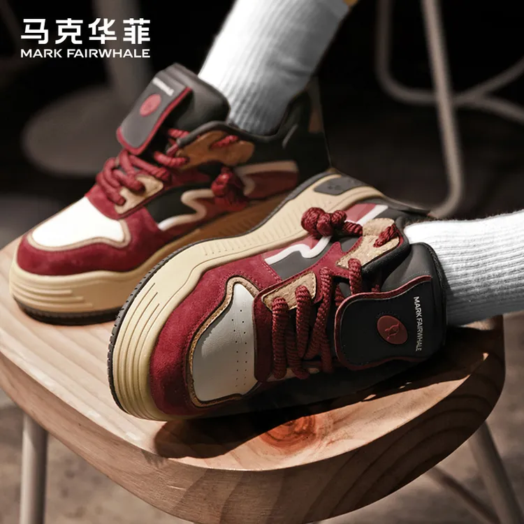 马克华菲新年限定鞋子秋季厚底男鞋2025新款面包鞋爆款复古板鞋男
