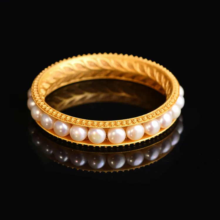 戊申堂【婉容】银鎏金珍珠手镯手工花丝非遗工艺送礼 国风珠宝商品图