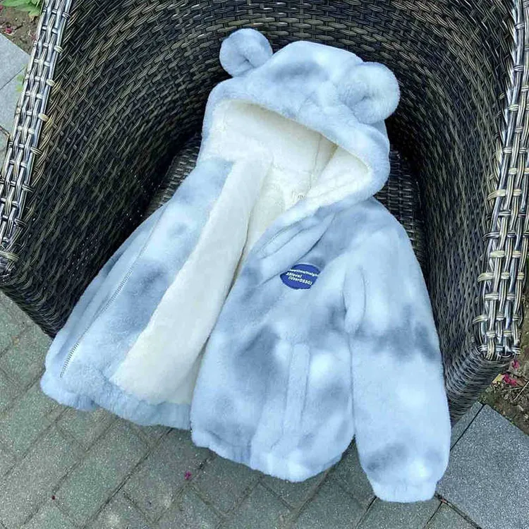 男宝宝棉袄儿童加绒冬装外套毛绒外套女童外套冬款加绒加厚毛毛衣