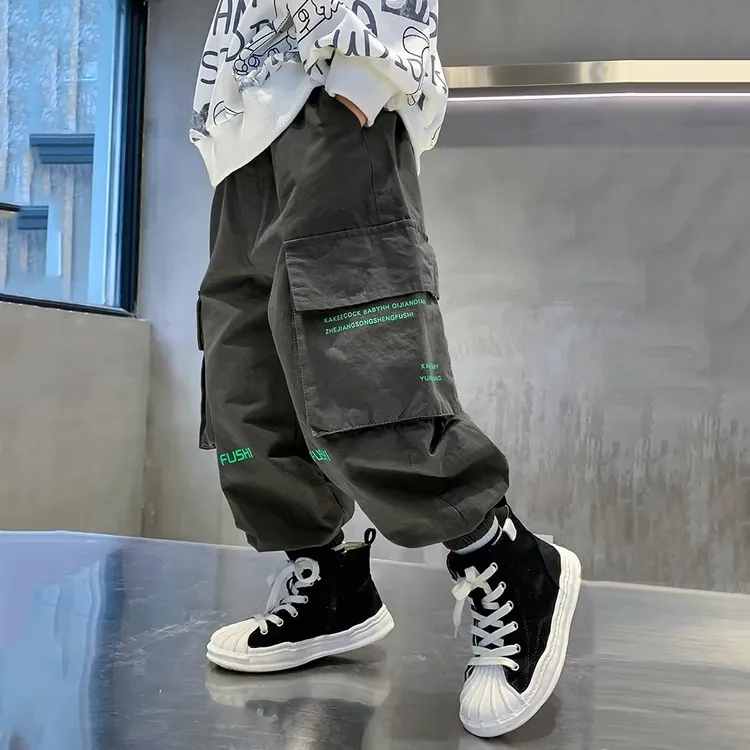 男童工装裤新款春秋童装潮款大童裤子夏季韩版休闲长裤男童裤子