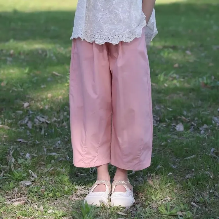 女童纯棉九分裤夏季薄款新款大童直筒休闲宽松韩版春秋女童裤子