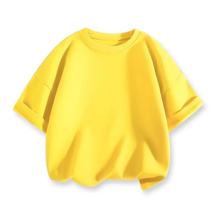 夏季儿童短袖纯色t恤韩版中大童洋气休闲上衣男童学生黄色打底衫