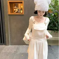 N大清仓！【香香背带裤】小香风纯色休闲阔腿裤宽松加厚长裤秋冬女