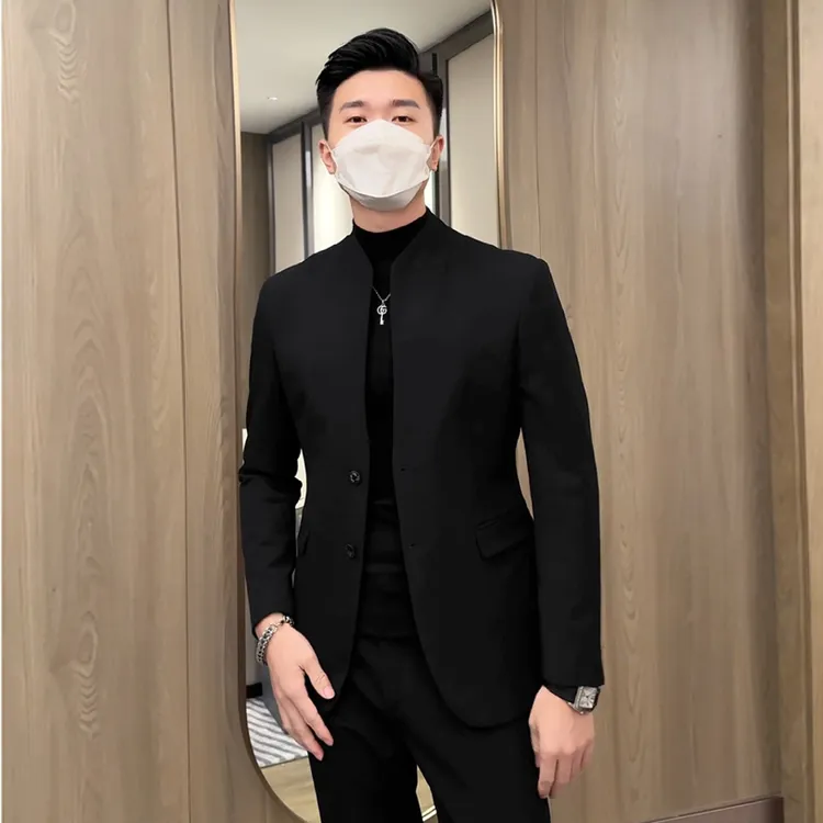 猎撒春秋男士立领小西装韩版修身休闲痞帅商务西服潮流中国风外套