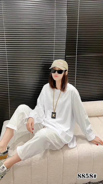 8858纯色甜美大码长袖韩版百搭宽松t恤女款2025新款洋气时尚潮流