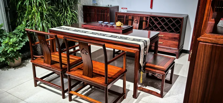 红木茶桌六件套 明式家具 茶桌茶椅组合新中式茶桌家用禅意茶桌椅