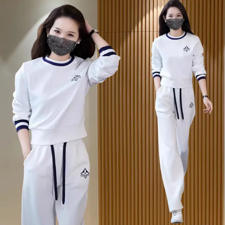 时尚休闲运动套装女2025春秋新款韩版宽松显瘦洋气减龄时尚两件套