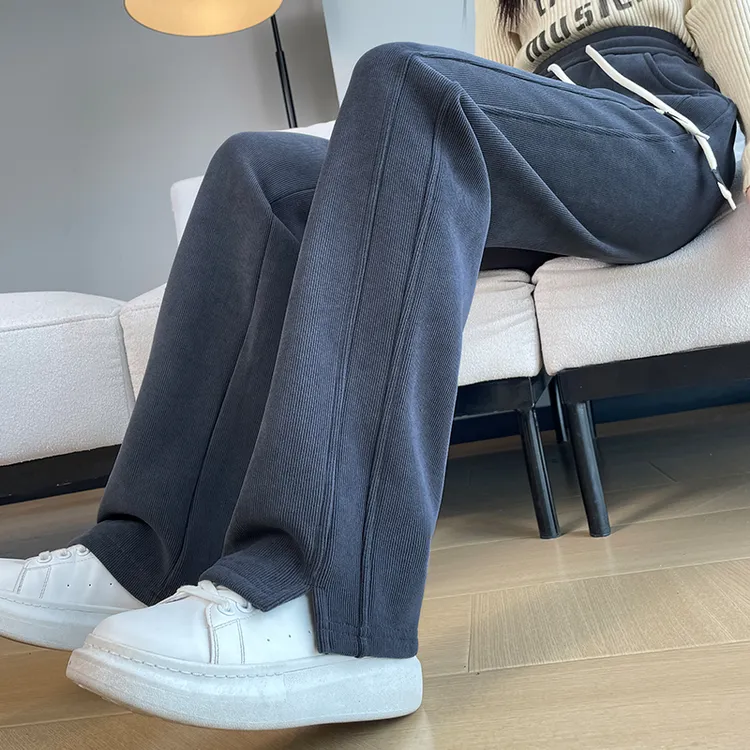 秋冬季休闲窄版香蕉阔腿裤女小个子大码胖mm加绒加厚雪尼尔长裤子