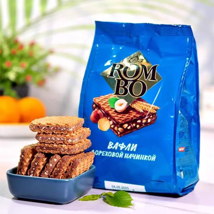 俄罗斯进口巧克力榛子夹心威化饼干可可脂KDV休闲网红零食品原装