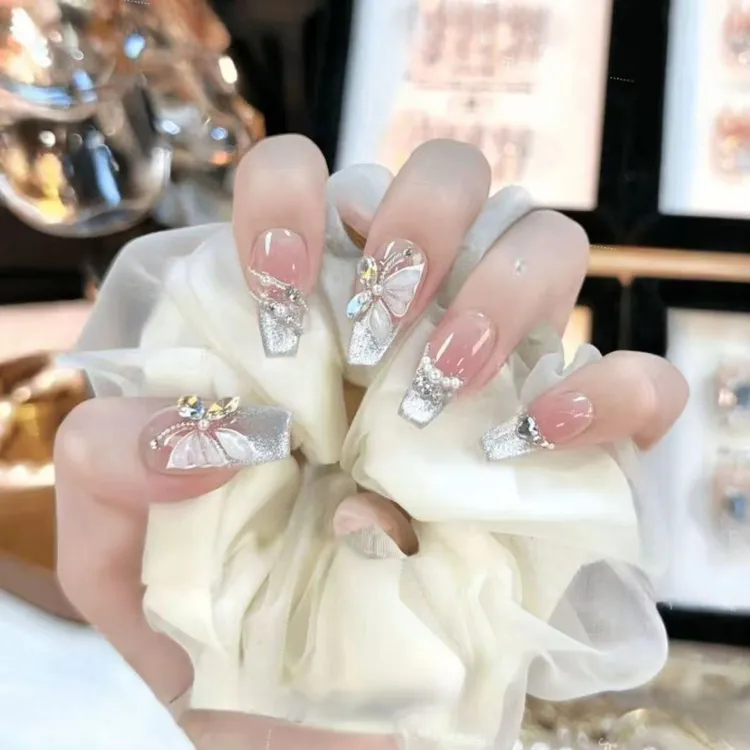 【比翼双飞】猫眼气质蝴蝶光疗美甲显白纯手工穿戴甲百搭款