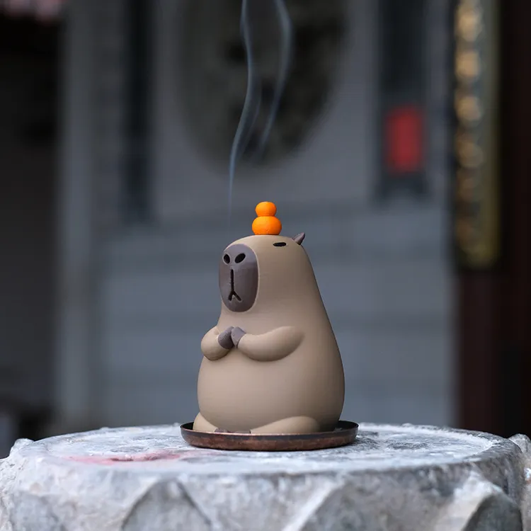 卡皮巴拉打坐香炉3D打印定制水豚公仔解压治愈情绪稳定桌面摆件