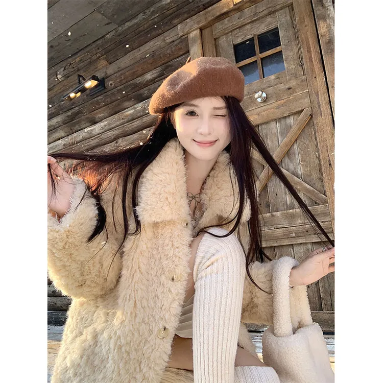 2024秋冬新款法式高级感毛绒绒宽松加厚外套女高级感休闲长袖上衣