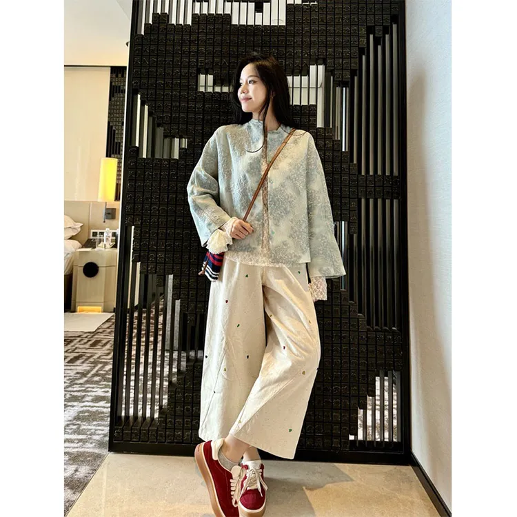 【彩虹小爱心】时尚气质慵懒风高级感波点宽松休闲裤高腰显瘦阔腿裤