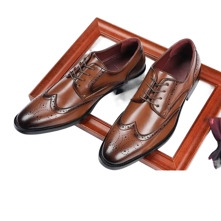 男士英伦布洛克雕花皮鞋商务皮鞋商务正装鞋尖头结婚德比鞋内增高