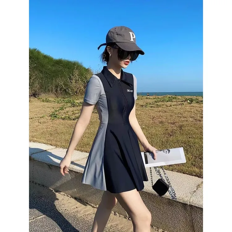 泳衣女大码胖mm175微胖女孩学生游泳衣运动连体遮肚肉显瘦泳装