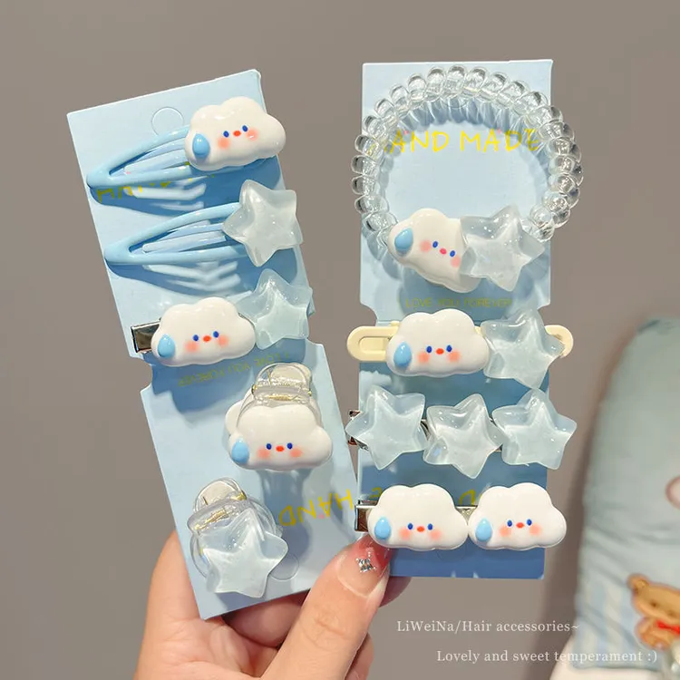 可爱云朵星星卡通发夹女夏侧边浏海夹儿童鸭嘴夹子小抓夹发夹头饰