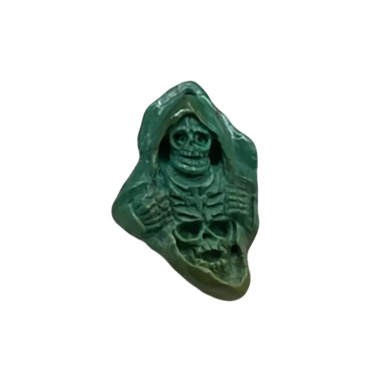 纯原矿绿松石手工精雕“死神”吊坠3.45g无优化瓷釉品质挂坠