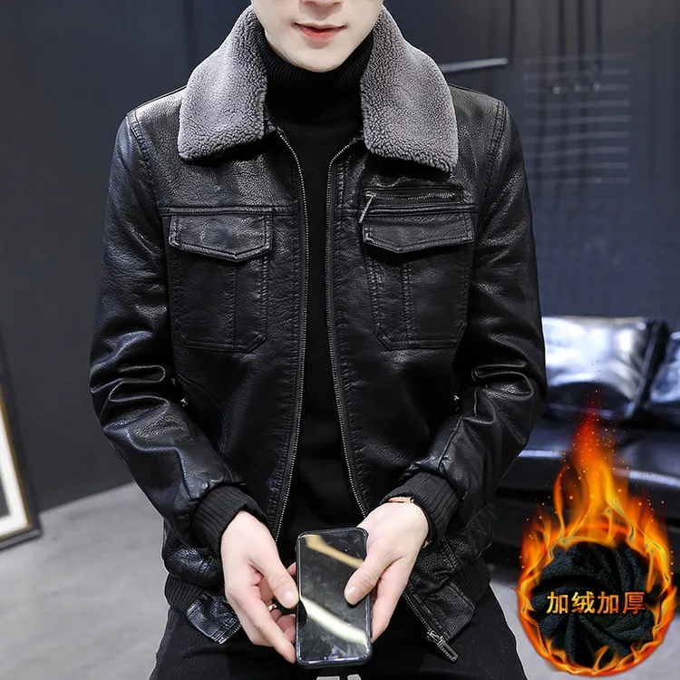 2025新品皮衣男士夹克外套爆款加绒加厚保暖时尚高端休闲潮流百搭