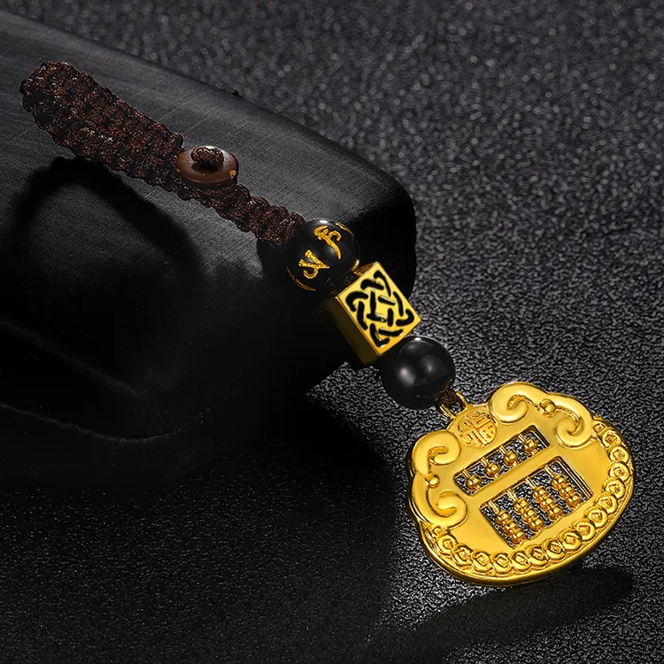 手工编织绳子汽车钥匙扣金属算盘挂件包包背包挂件钥匙链锁匙链