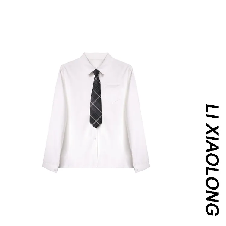 长袖衬衫女春装2025新款学院风百搭JK外穿内搭日系高级感白色衬衣