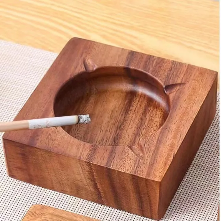 柔思时尚烟灰缸 家用烟灰缸 实木烟灰缸办公室家用简约耐用烟灰缸