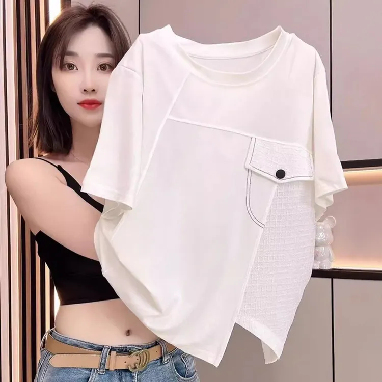 短袖女款爆款2025新款洋气衣服炸街女装独特漂亮小衫ins欧美上衣