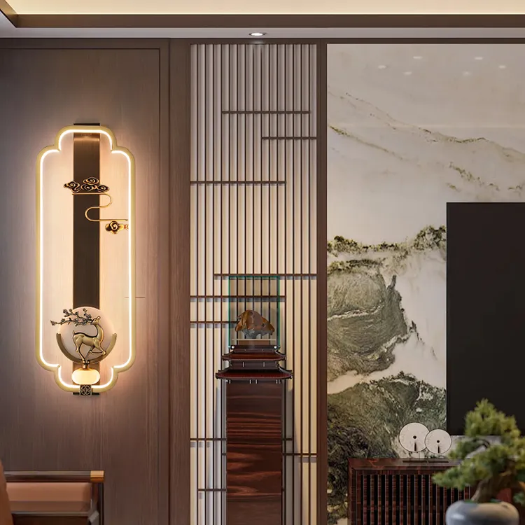 新中式壁灯中式客厅墙壁灯全铜壁灯中国风家用卧室禅意客厅背景墙