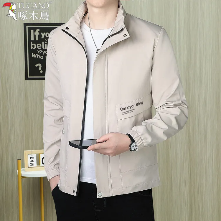 啄木鳥夹克男装2025春秋季新款百搭外穿立领冲锋夹克男士休闲外套