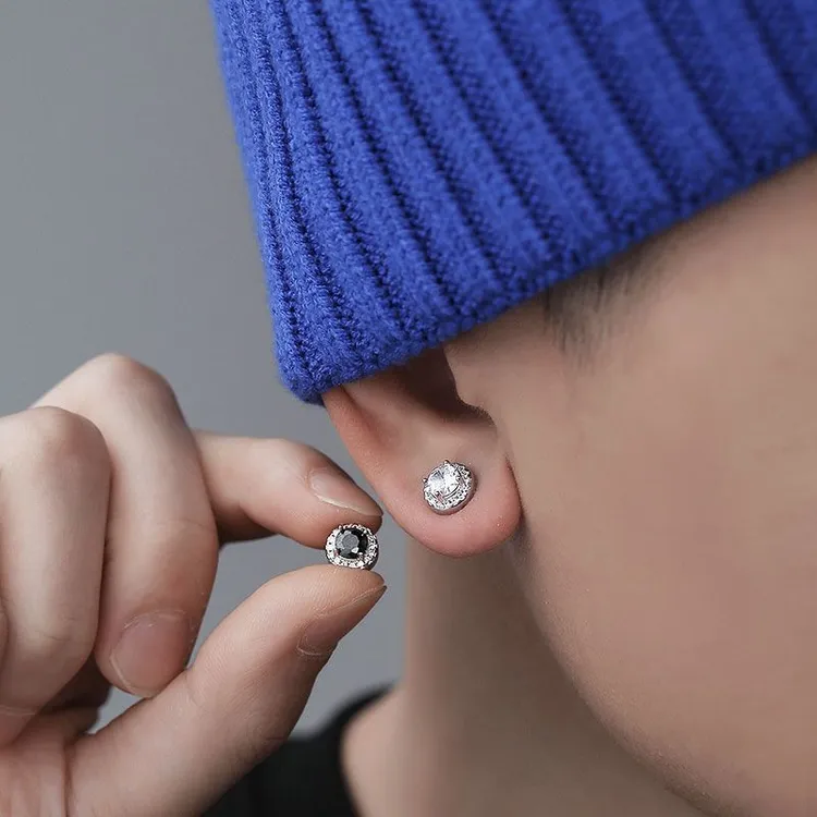 铜合金耳饰 无耳洞耳夹男个性潮流嘻哈磁吸锆石耳钉可夹耳环单只