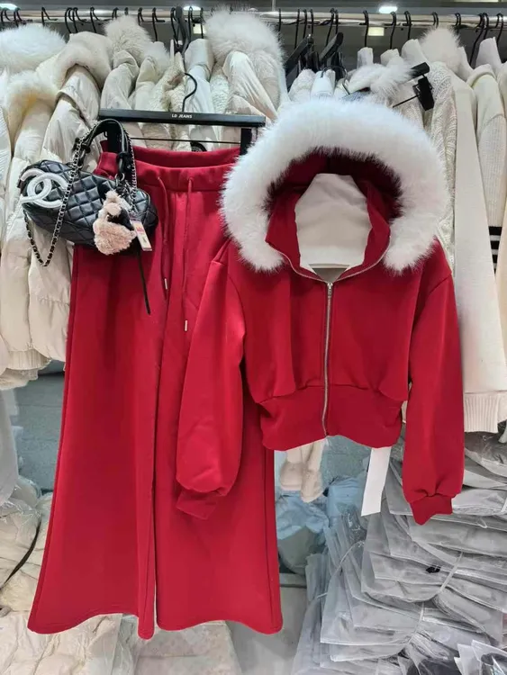 时尚套装女装裤子时尚套装冬季百搭加厚