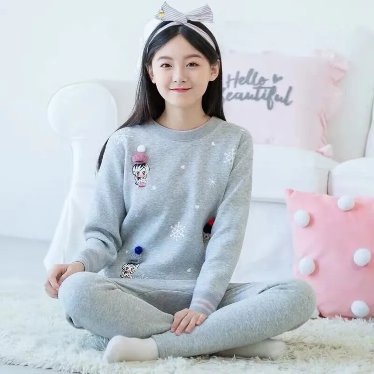 保暖内衣女套装加绒加厚大码秋冬季少女中学生秋衣秋裤女大童女孩
