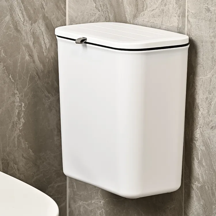 厨房橱柜免打孔挂壁滑盖垃圾桶家用卫生间大容量带盖悬挂式垃圾桶
