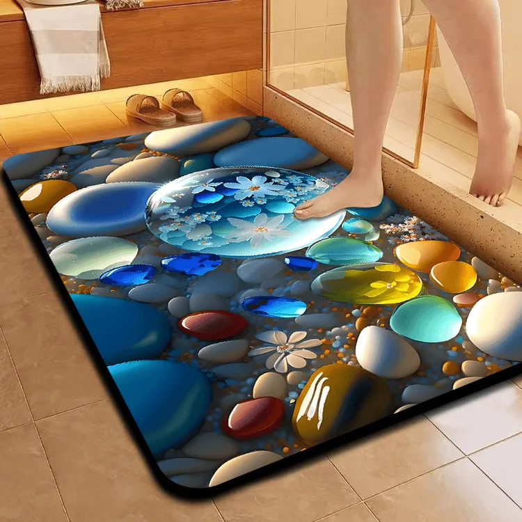 软硅藻泥5D立体卫生间吸水防滑垫家用卧室洗手台浴室入户门垫门厅