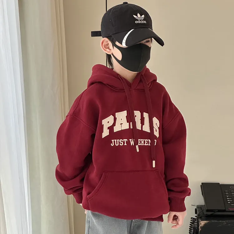 儿童衣服男童2024新款爆款红色本命年卫衣秋冬款中大童连帽上衣