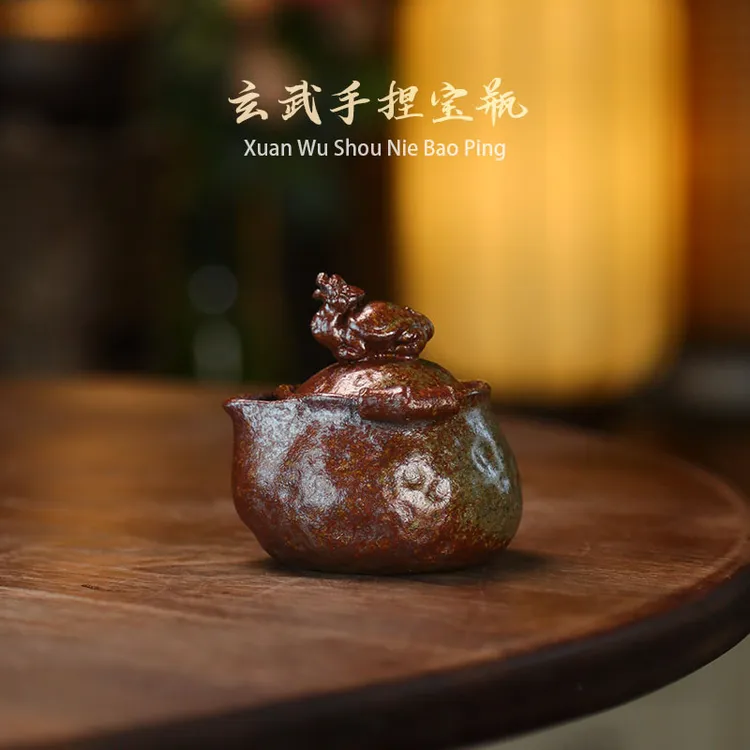 宜兴紫砂还原烧手抓壶玄武宝瓶盖碗复古泡茶壶便携户外功夫茶具