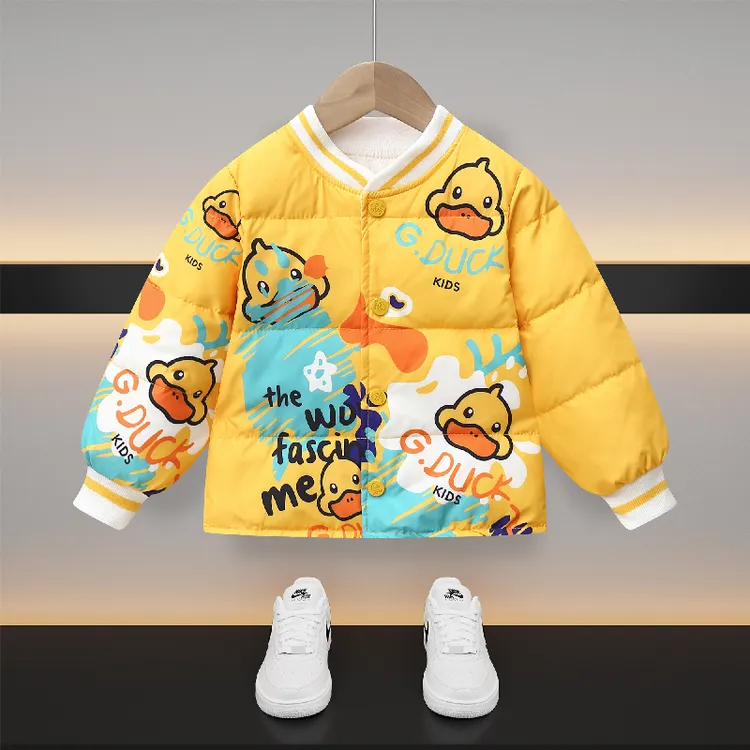 3-4岁专属校服神器保暖内胆通涂鸦款男女童儿童冬季外套轻薄羽服