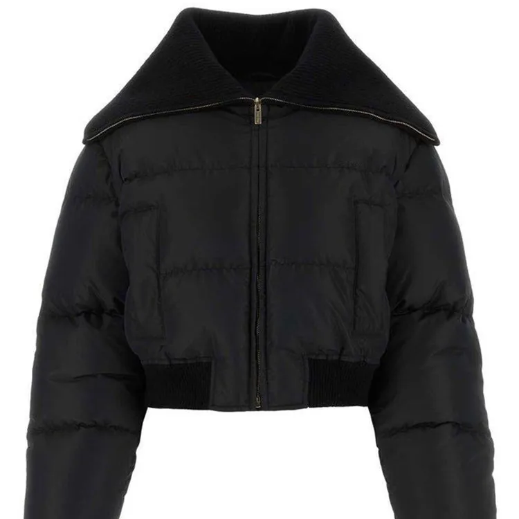 MI+针织大翻领短款面包服