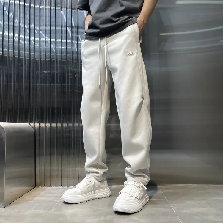 秋季新款男士高级直筒纯色百搭美式潮流宽松直筒裤子休闲裤男款
