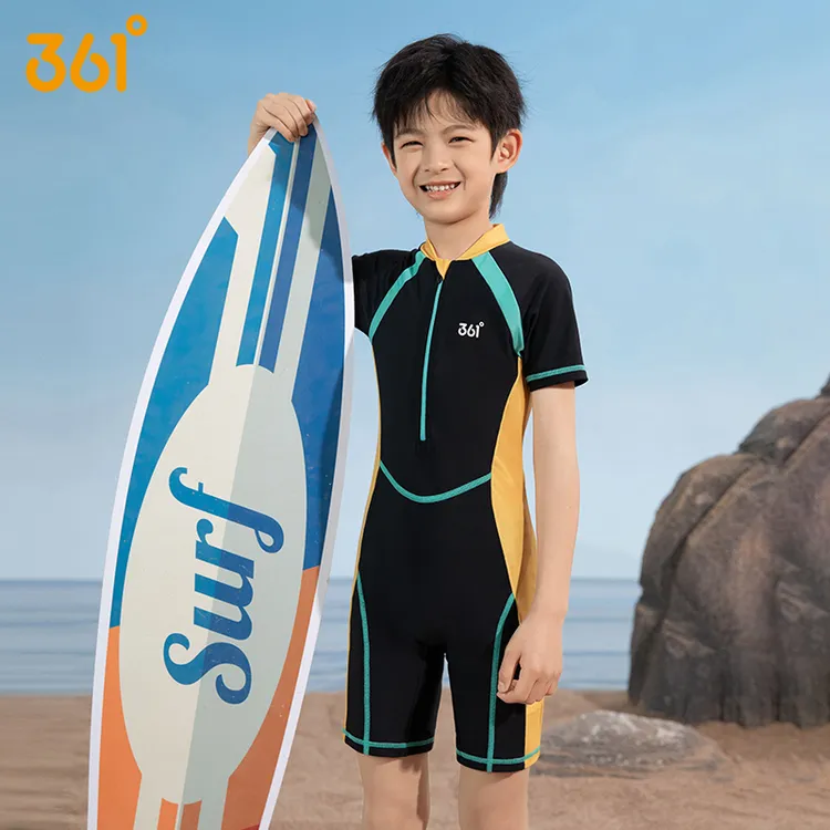 361°儿童泳衣男孩2025新款男童连体游泳衣中小大童青少年温泉泳装