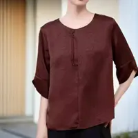 257【金姐专属】新款圆领国风中袖气质网红休闲上衣