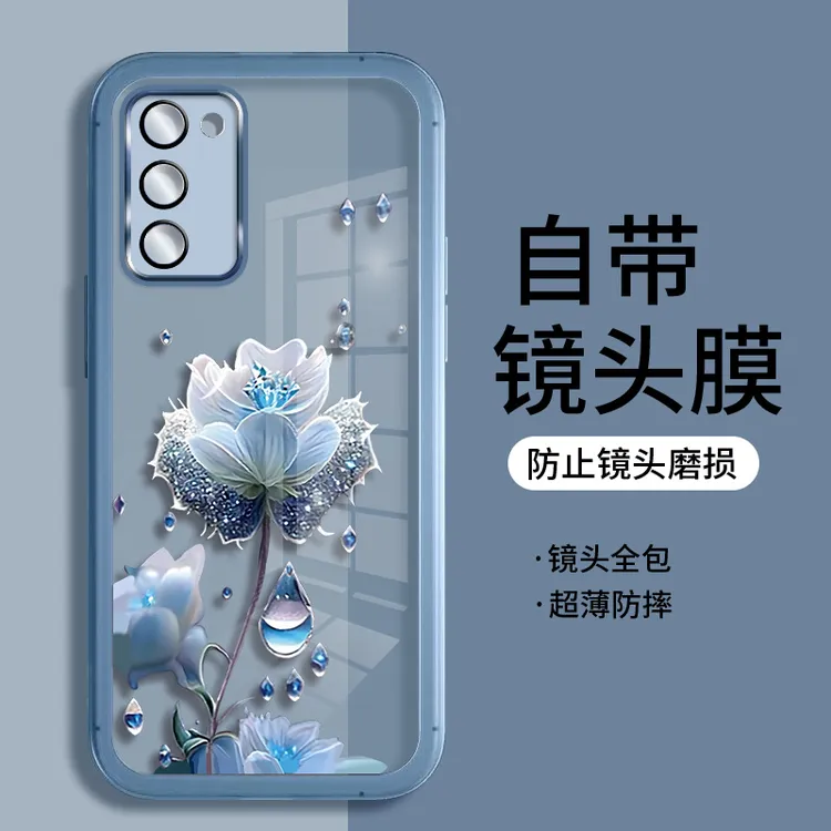 适用OPPOA55手机壳透明硅胶防摔软新款全包自带镜头膜保护套花卉