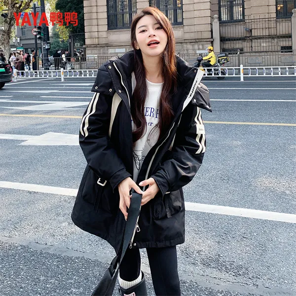 新款派克撞色秋冬时尚休闲保暖羽绒服加厚潮流防风收腰