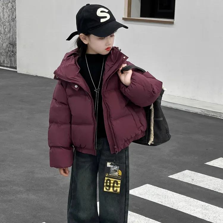 女童棉服冬装2025短款女大童棉服保暖面包服儿童冬款棉服加厚外套