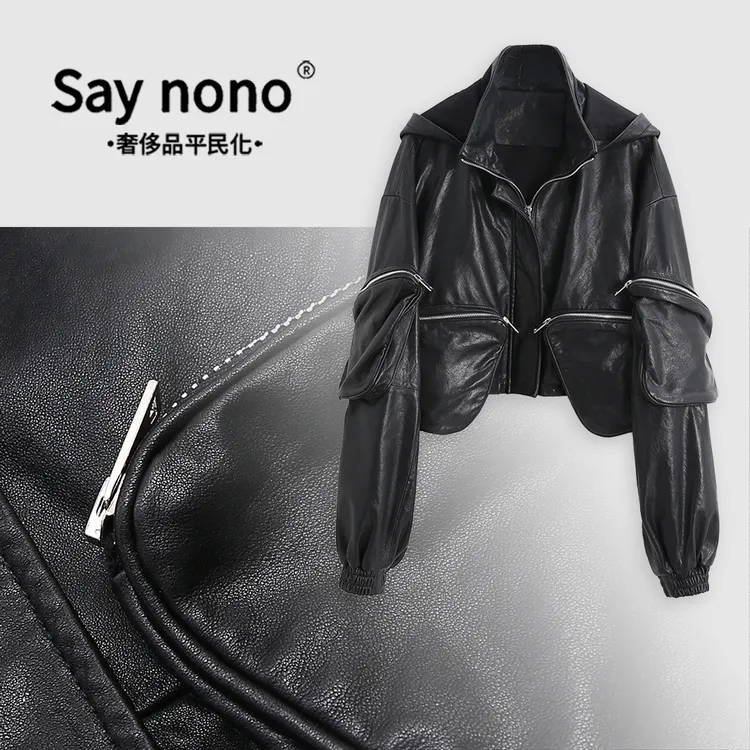 【懒猫nono】Say nono★ 重工机车多口袋植鞣羊皮外套 PDF*G40017L