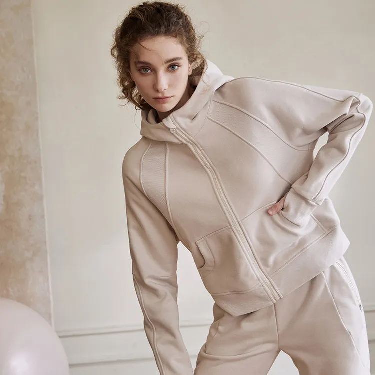 运动开衫松秋冬新款连帽拉链长袖加厚高弹速干瑜伽服运动外套秋季